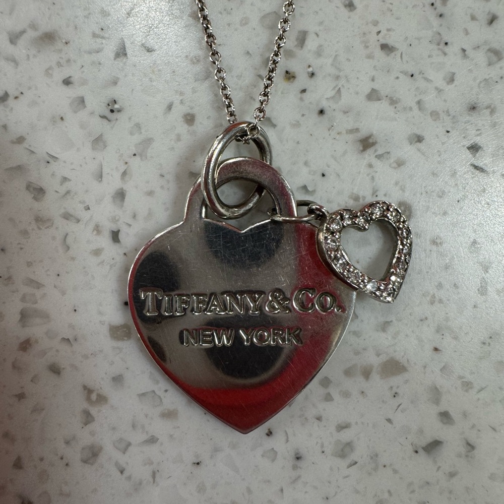 Tiffany & Co. Silver Heart Tag Pendant with Pavé Accent - Picture 2 of 4